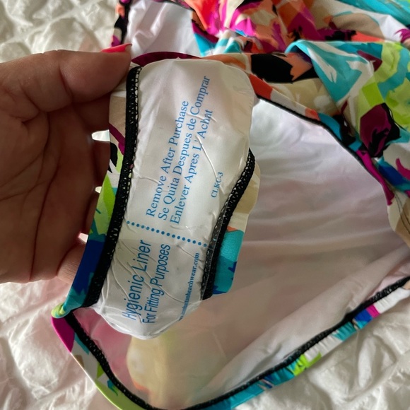 La Blanca Pink and Blue Floral Ruched One Piece Swimsuit with Ruching - Picture 4 of 7